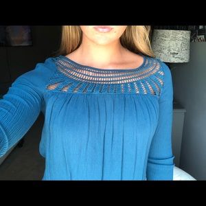 Teal laced top
